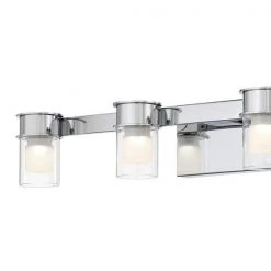 Herald Square 30 in. 4-Light Chrome LED Vanity Light with Clear and Frosted Glass Shades by George Kovacs 10 Herald Square 30 in. 4-Light Chrome LED Vanity Light with Clear and Frosted Glass Shades by George Kovacs -ETi Sales chrome george kovacs vanity lighting p5414 077 l c3 1000
