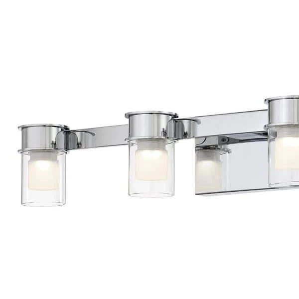 Herald Square 30 in. 4-Light Chrome LED Vanity Light with Clear and Frosted Glass Shades by George Kovacs 3 Herald Square 30 in. 4-Light Chrome LED Vanity Light with Clear and Frosted Glass Shades by George Kovacs - Image 3