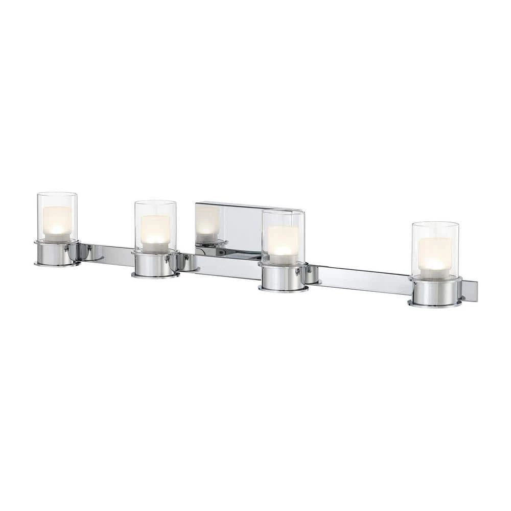 Herald Square 30 in. 4-Light Chrome LED Vanity Light with Clear and Frosted Glass Shades by George Kovacs 2 Herald Square 30 in. 4-Light Chrome LED Vanity Light with Clear and Frosted Glass Shades by George Kovacs - Image 2