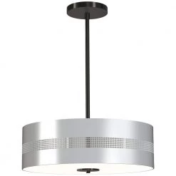 Grid 3 4-Light Coal and Brushed Nickel Shaded Pendant Light to Semi-Flush Light Grid with Steel Shades by George Kovacs