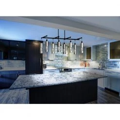 8-Light Coal and Brushed Nickel Island Chandelier Grid with Steel Shades by George Kovacs -ETi Sales coal and brushed nickel george kovacs chandeliers p1598 691 44 1000