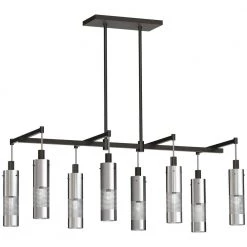 8-Light Coal and Brushed Nickel Island Chandelier Grid with Steel Shades by George Kovacs