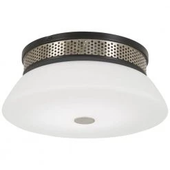 Tauten 12 in. 1-Light Coal and Brushed Nickel LED Flush Mount with Etched Opal Glass Shade by George Kovacs