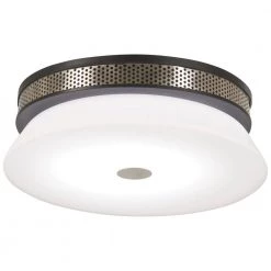 Tauten 15 in. 1-Light Coal and Brushed Nickel LED Flush Mount with Etched Opal Glass Shade by George Kovacs