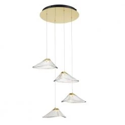 Sneer 100-Watt Equivalence Integrated LED Coal and Sun Gold Mini Pendant with Tinted Pressed Glass Shades by George Kovacs