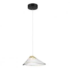 Sneer 30-Watt Equivalence Integrated LED Coal and Sun Gold Mini Pendant with Tinted Pressed Glass Shade by George Kovacs