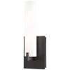 Tube 4.75 in. 2-Light Coal Black Wall Sconce with Etched White Glass Shade by George Kovacs