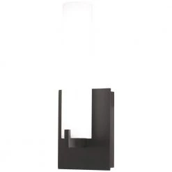 Tube 4.75 in. Coal Black LED Wall Sconce with Etched Opal Glass Shade by George Kovacs