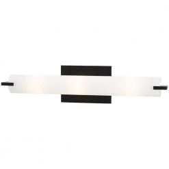 Tube 6.5 in. 3-Light Coal Black Vanity Light with Cased Etched Opal Glass Shade by George Kovacs