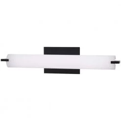 Tube 6.5 in. Coal Black LED Vanity Light Bar with Cased Etched Opal Glass Shade by George Kovacs