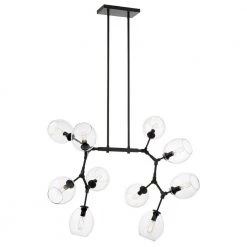 Nexpo 10-Light Coal Island Chandelier with Clear Glass Shades by George Kovacs