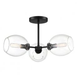 Nexpo 19 in. 3-Light Coal Semi-Flush Mount with Clear Glass Shades by George Kovacs