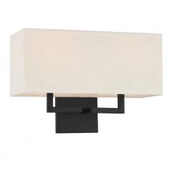 Kovacs 2-Light Coal Wall Sconce with White Fabric Shade by George Kovacs