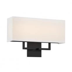 Kovacs 2-Light Coal LED Wall Sconce with White Fabric Shade with Etched Diffuser by George Kovacs