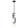 Alluria II 3-Light Coal and Polished Nickel Geometric Pendant Light with Etched White Glass Shades by George Kovacs