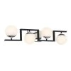 Alluria II 31 in. 4-Light Coal and Polished Nickel Vanity Light with Etched White Glass Shades by George Kovacs