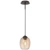 Bubble 1-Light Copper Bronze Patina Pendant with Teak Glass Convertible to Wall Sconce by George Kovacs