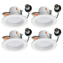 4 in. Selectable CCT Integrated LED Recessed Light Trim 625 Lumens 2700K 3000K 4000K Dimmable (4-Pack) by ETi