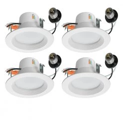 4 in. Selectable CCT Integrated LED Recessed Light Trim 625 Lumens 3000K 4000K 5000K Dimmable (4-Pack) by ETi
