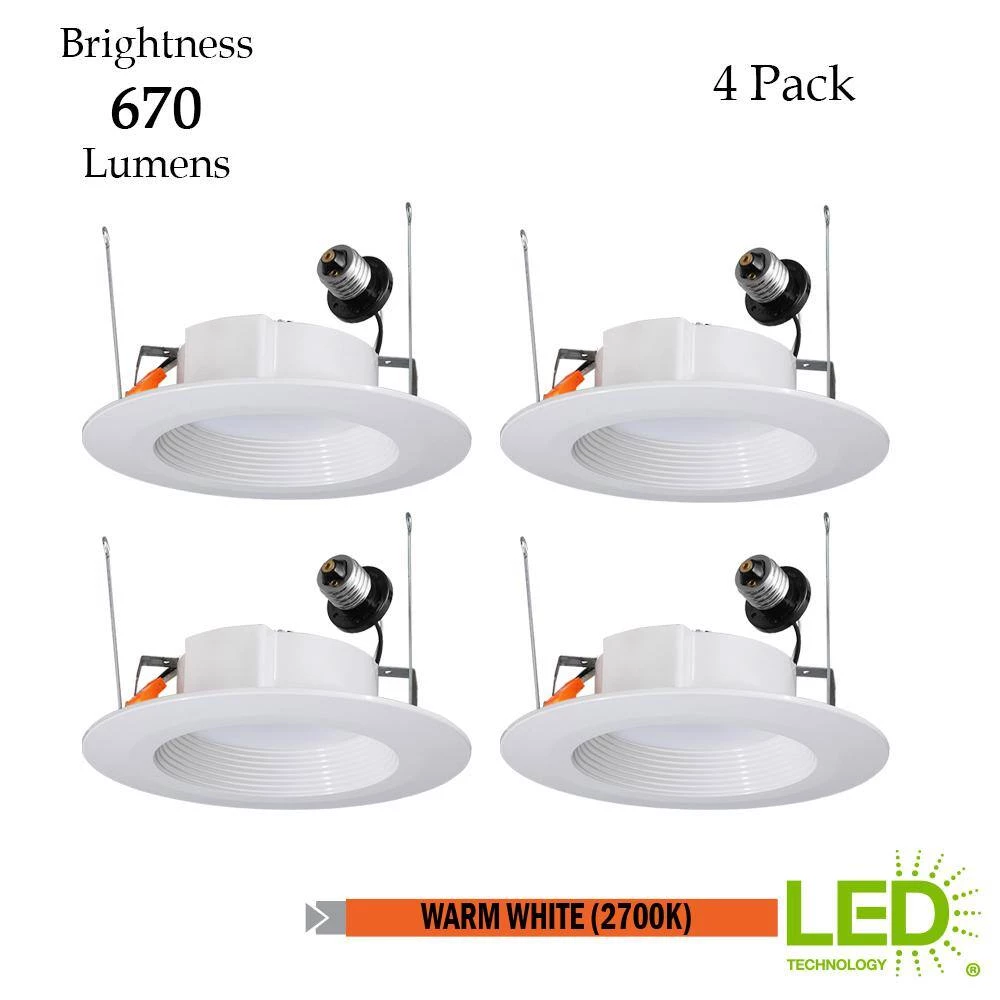 5 in./6 in. 2700K Warm White Integrated LED Recessed Trim Downlight 670 Lumens Wet Rated Dimmable (4-Pack) by ETi 2 5 in./6 in. 2700K Warm White Integrated LED Recessed Trim Downlight 670 Lumens Wet Rated Dimmable (4-Pack) by ETi - Image 2