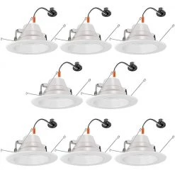 6 in. 30-in-1 Configurations Selectable CCT Integrated LED Recessed Light Trim Downlight Wet Rated (8-Pack) by ETi -ETi Sales eti recessed lighting trims 53801102 8pk 44 1000