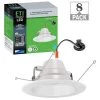 6 in. 30-in-1 Configurations Selectable CCT Integrated LED Recessed Light Trim Downlight Wet Rated (8-Pack) by ETi