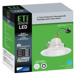 6 in. 30-in-1 Configurations Selectable CCT Integrated LED Recessed Light Trim Downlight Wet Rated (8-Pack) by ETi -ETi Sales eti recessed lighting trims 53801102 8pk fa 1000