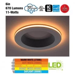 6 in. Selectable CCT Integrated LED Recessed Light Trim with Night Light Trim Feature 670 Lumens Dimmable (8-Pack) by ETi -ETi Sales eti recessed lighting trims 53804102 8pk 40 1000