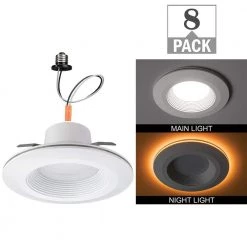 6 in. Selectable CCT Integrated LED Recessed Light Trim with Night Light Trim Feature 670 Lumens Dimmable (8-Pack) by ETi