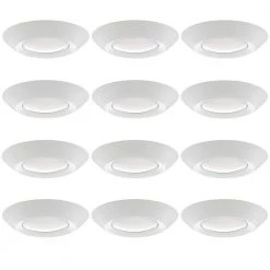 5 in./6 in. 14W 3000K Soft White Integrated LED Recessed Trim Disk Light Mount into Recessed Can or J-Box (12 Pack) by ETi