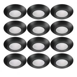 Disk Light Kit 5 in./6 in. 3000K Integrated LED Recessed Light Trim with Black Trim Cover (12-Pack) by ETi