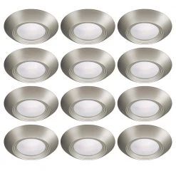 Disk Light Kit 5 in./6 in. 3000K Integrated LED Recessed Light Trim with Brushed Nickel Trim Cover (12-Pack) by ETi
