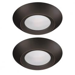 Disk Light Kit 5 in./6 in. 3000K Integrated LED Recessed Light Trim with Oil Rubbed Bronze Trim Cover (2-Pack) by ETi