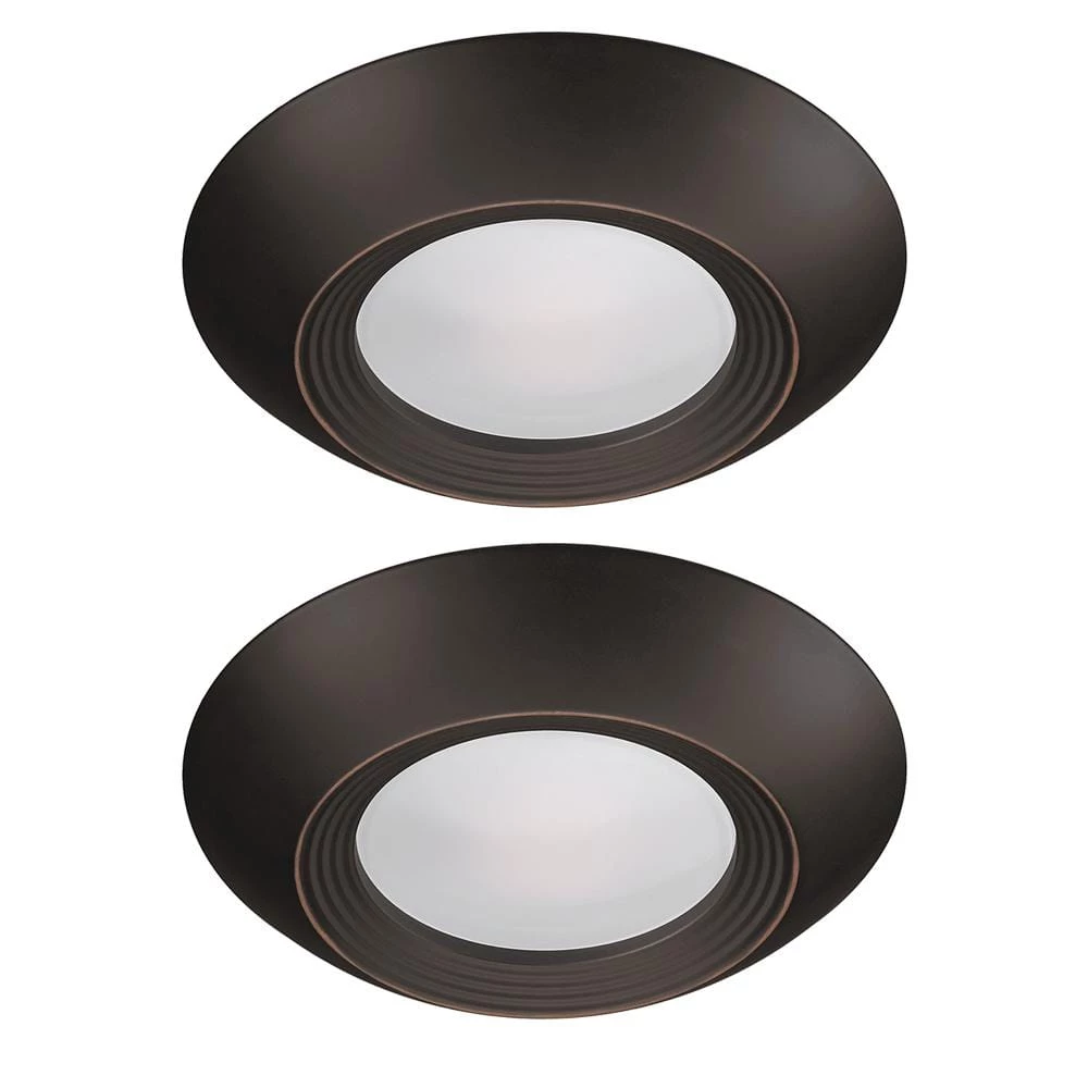Disk Light Kit 5 in./6 in. 3000K Integrated LED Recessed Light Trim with Oil Rubbed Bronze Trim Cover (2-Pack) by ETi 1 Disk Light Kit 5 in./6 in. 3000K Integrated LED Recessed Light Trim with Oil Rubbed Bronze Trim Cover (2-Pack) by ETi