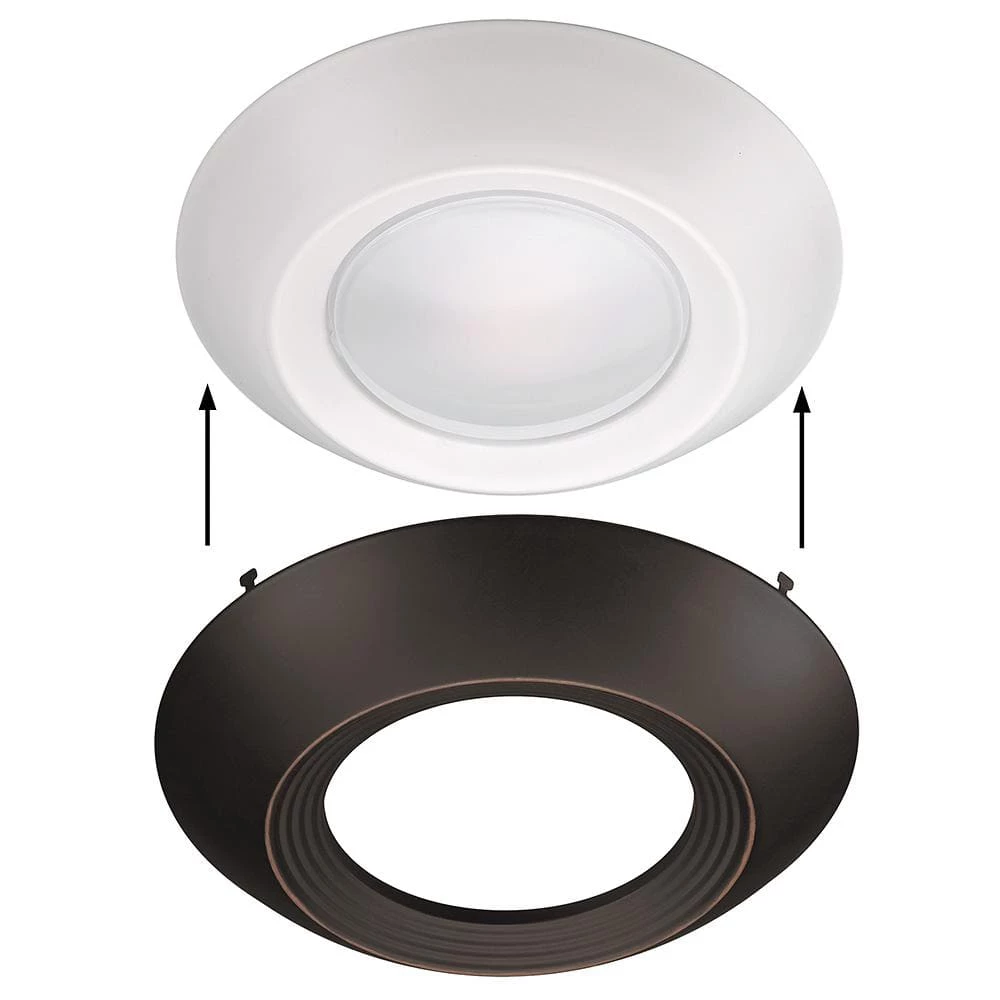 Disk Light Kit 5 in./6 in. 3000K Integrated LED Recessed Light Trim with Oil Rubbed Bronze Trim Cover (2-Pack) by ETi 2 Disk Light Kit 5 in./6 in. 3000K Integrated LED Recessed Light Trim with Oil Rubbed Bronze Trim Cover (2-Pack) by ETi - Image 2