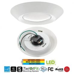 5 in./6 in. 14W Selectable CCT LED Recessed Trim Disk Light 1000 Lumens Mount into Recessed Can or J-Box (6 Pack) by ETi -ETi Sales eti recessed lighting trims 56578211 6pk 40 1000