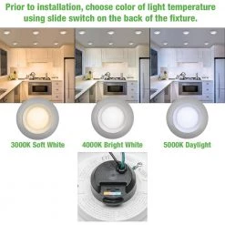 5 in./6 in. Selectable CCT Integrated LED Recessed Light Trim Disk Light 1500 Lumens Mount to Recessed Can or J-Box by ETi -ETi Sales eti recessed lighting trims 56578311 a0 1000