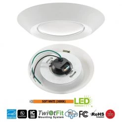 5 in./6 in. 20-Watt 3000K Soft White Integrated LED Recessed Trim Disk Light 1500 Lumen Mount into Recessed Can or J-Box by ETi 12 5 in./6 in. 20-Watt 3000K Soft White Integrated LED Recessed Trim Disk Light 1500 Lumen Mount into Recessed Can or J-Box by ETi -ETi Sales eti recessed lighting trims 56578411 40 1000
