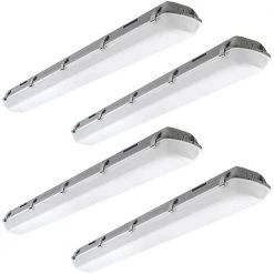 Vapor Tight 4 ft. High Output 5400 Lumens Integrated LED White Wraparound Light 5000K Dimmable Water Tight (4-Pack) by ETi