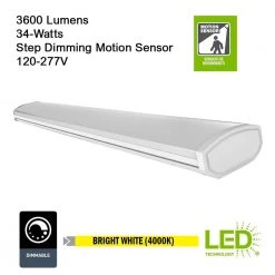 4 ft. 3600 Lumens Integrated LED White Wraparound Light 0-10V Step Dimming Motion Sensor with Daylight Sensor 4000K by ETi -ETi Sales eti wraparound lights 54676241 i 40 1000