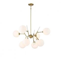 Polares 8-Light Honey Gold Cluster Chandelier with Glass Globe Shades by George Kovacs