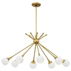 Pontil 8-Light Honey Gold Chandelier with Etched Opal Glass Shade by George Kovacs