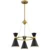 Conic 3-Light Honey Gold Chandelier with Black Metal Shade by George Kovacs