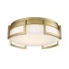 Bezel Set 10 in. 1-Light Honey Gold LED Flush Mount with Etched White Glass by George Kovacs