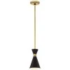 Conic 1-Light Honey Gold Mini Pendant with Matte Black Shade by George Kovacs