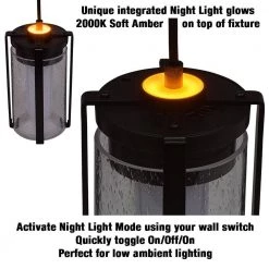 Integrated LED Matte Black Pendant Light Kitchen Remodel Lighting Adjust Color Temp w/ Night Light Seeded Glass (4-Pack) by ETi -ETi Sales matte black 4 pack eti pendant lights 547041110 4pk a0 1000