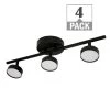20 in. 3-Light Matte Black Adjustable Color Temperature and Heads Integrated LED Fixed Track Lighting Kit (4-Pack) by ETi