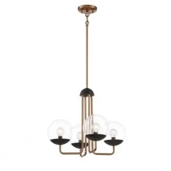 Outer Limits 4-Light Painted Bronze Chandelier with Clear Glass Globe Shades by George Kovacs