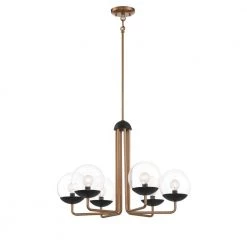 Outer Limits 6-Light Painted Bronze Chandelier with Clear Glass Globe Shades by George Kovacs