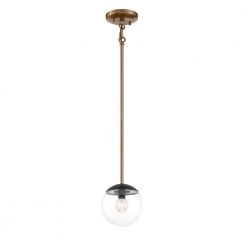 Outer Limits 1-Light Painted Bronze Mini Pendant with Clear Glass Globe Shade by George Kovacs